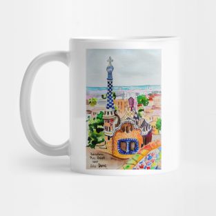 Barcelona, Spain watercolour illustration sketch Mug